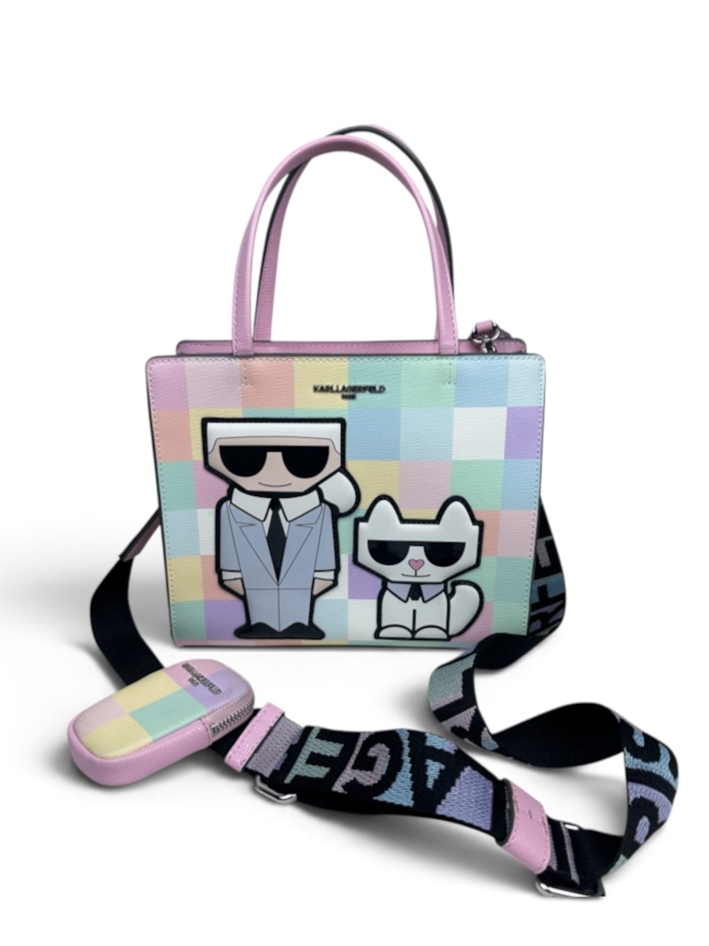Karl Lagerfeld Pastel Checkered Crossbody Tote